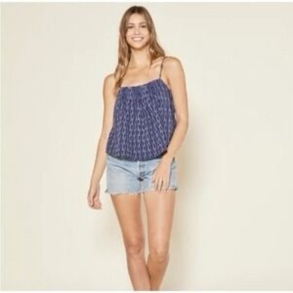 Outerknown Tides Tank Top Womens S Blue White Ikat Print Cami Beach Casual